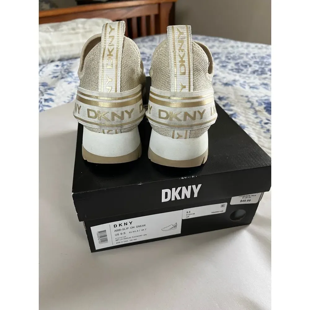 DKNY | Women's 9.5 Abbi Slip-On Sneakers Metallic Beige